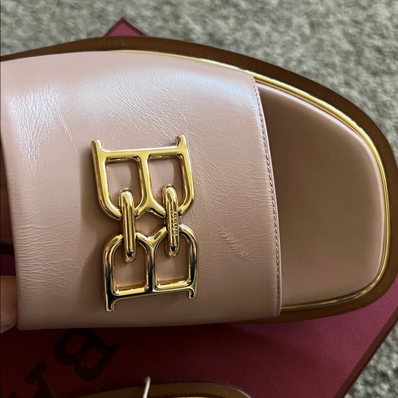 Bally Women's Blush Pink Mules Slides Sandals with Gold Accent Bally Eloise 40